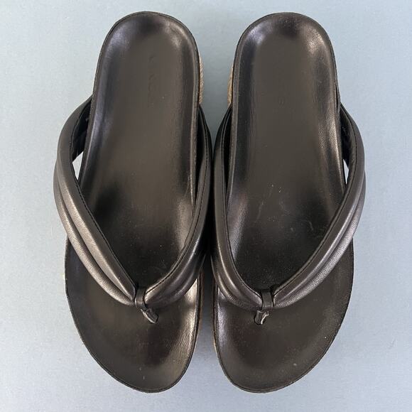 Vince Forest Black Espadrille Thong Platform Slide Sandals - Picture 8 of 10